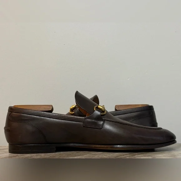 GUCCI Jordaan Horsebit Brown Leather Loafer 8 /8.5 US Moccasin $1100